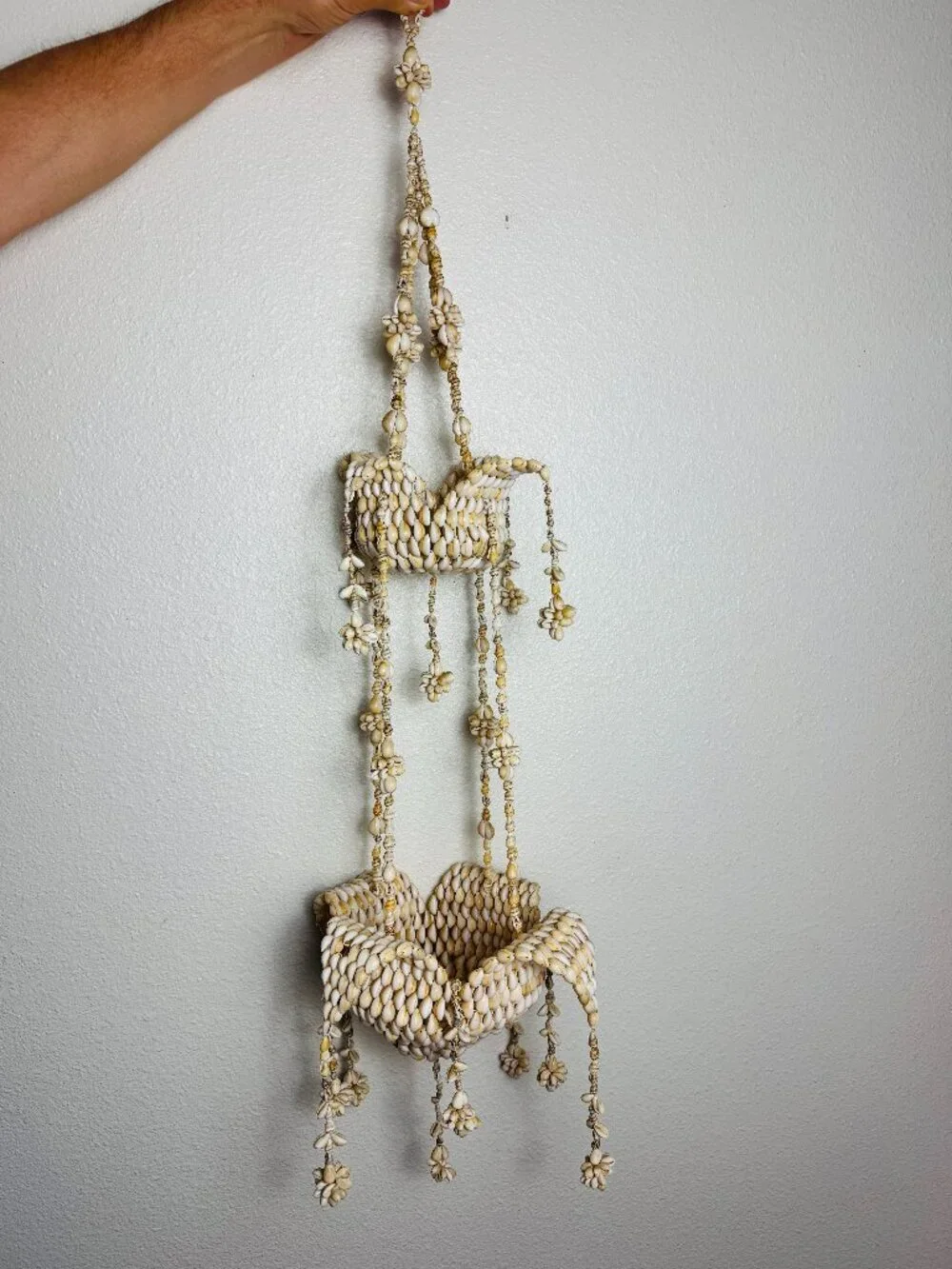 Vintage Seashell Cowrie Hanging Chandelie  2 Tiers 38